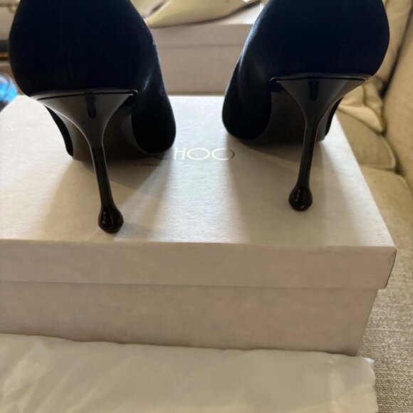 jimmy choo orb pump 95 size 37 black velvet with crystal orb - Picture 5 of 10